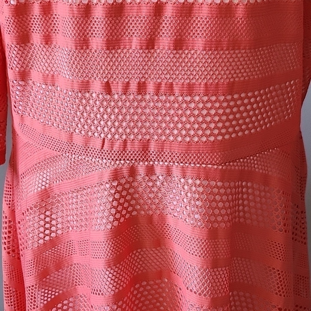 Signature by Sangria Fit and Flare Coral Color Illusion Dress - Picture 10 of 12